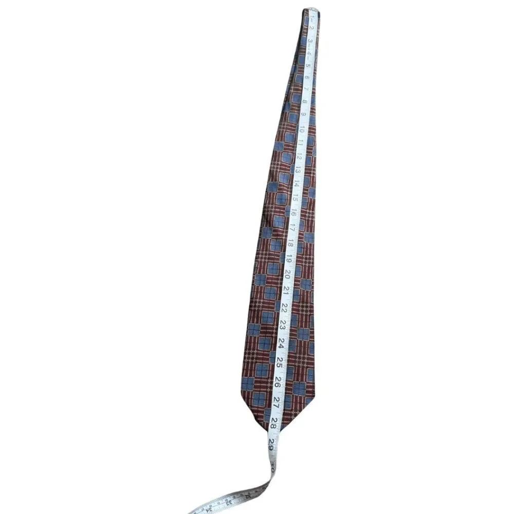Boss Hugo Boss‎ Men's Silk Geometric Textured Made In Italy Neck Tie Blue Maroon
